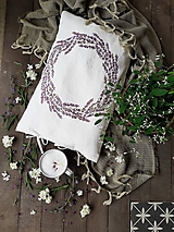 Úžitkový textil - Ľanový vankúš levanduľový veniec - 16579488_