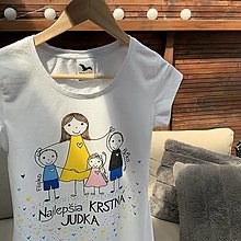 Topy, tričká, tielka - Originálne maľované tričko pre KRSTNÚ/ KRSTNÉHO so 4 postavičkami krstná 1 dievčatko + 2 chlapci - 16579522_