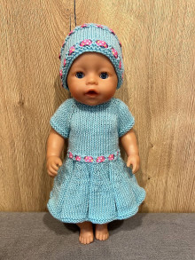 Hračky - šaty s čelenkou pre bábiku BABY BORN - 43 cm, sl. modré - 16579981_