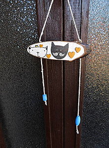 Pre zvieratá - drevená dekoračná tabuľka kocúrik a mačička / -20% - 16580971_