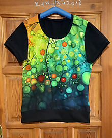 Topy, tričká, tielka - Tričko - zelenooranžový vzor S - XXXL - 16581682_
