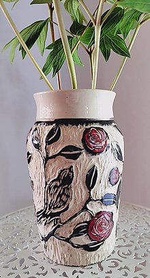 Dekorácie - Kermická váza - vtáčiky - 16581103_