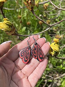Náušnice - *Motýlie krídla* black & red - 16582962_