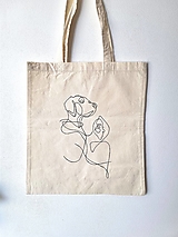 Nákupné tašky - •ručne maľovaná plátená taška - Žena a pes• - 16582864_