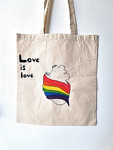 Nákupné tašky - •ručne maľovaná plátená taška - Love is love• - 16582956_