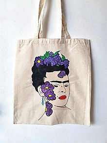 Nákupné tašky - •ručne maľovaná plátená taška - Frida• - 16582958_