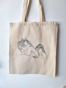 Nákupné tašky - •ručne maľovaná plátená taška - Láska ku koňom• - 16582975_