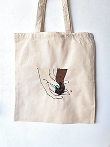 Nákupné tašky - •ručne maľovaná plátená taška - Labka na dlani• - 16582981_