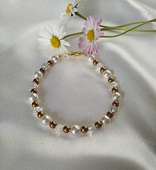 Náramky - Náramok perly, krištáľ a zlatý hematit - 16583809_
