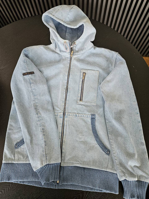 Pánske oblečenie - Mikina - upcycling denim - 16583409_