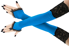 Rukavice - Dámské čierno modré spoločenské rukavice s čipkou 33 - 16585354_