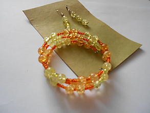 Sady šperkov - Náramok a náušnice žlto oranžové - 16585897_
