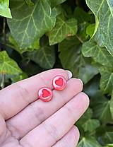 Náušnice - *Red pearl mini love* - 16584353_
