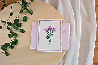 Papiernictvo - Pohľadnica s výšivkou - Fialový kvet - 16584782_
