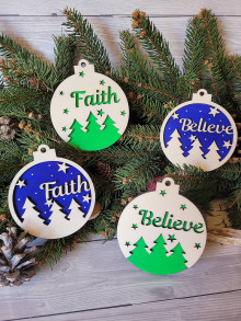 Dekorácie - Vianočná guľa Believe/Faith - 16585755_
