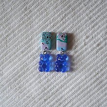 Náušnice - detské visiace náušnice gumového medvedíka (Modrá) - 16585073_