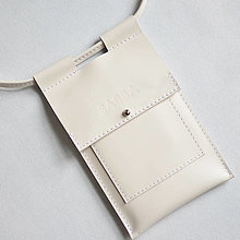 Kabelky - Kožená mini kabelka na mobil Ivy (milky white) - 16587806_