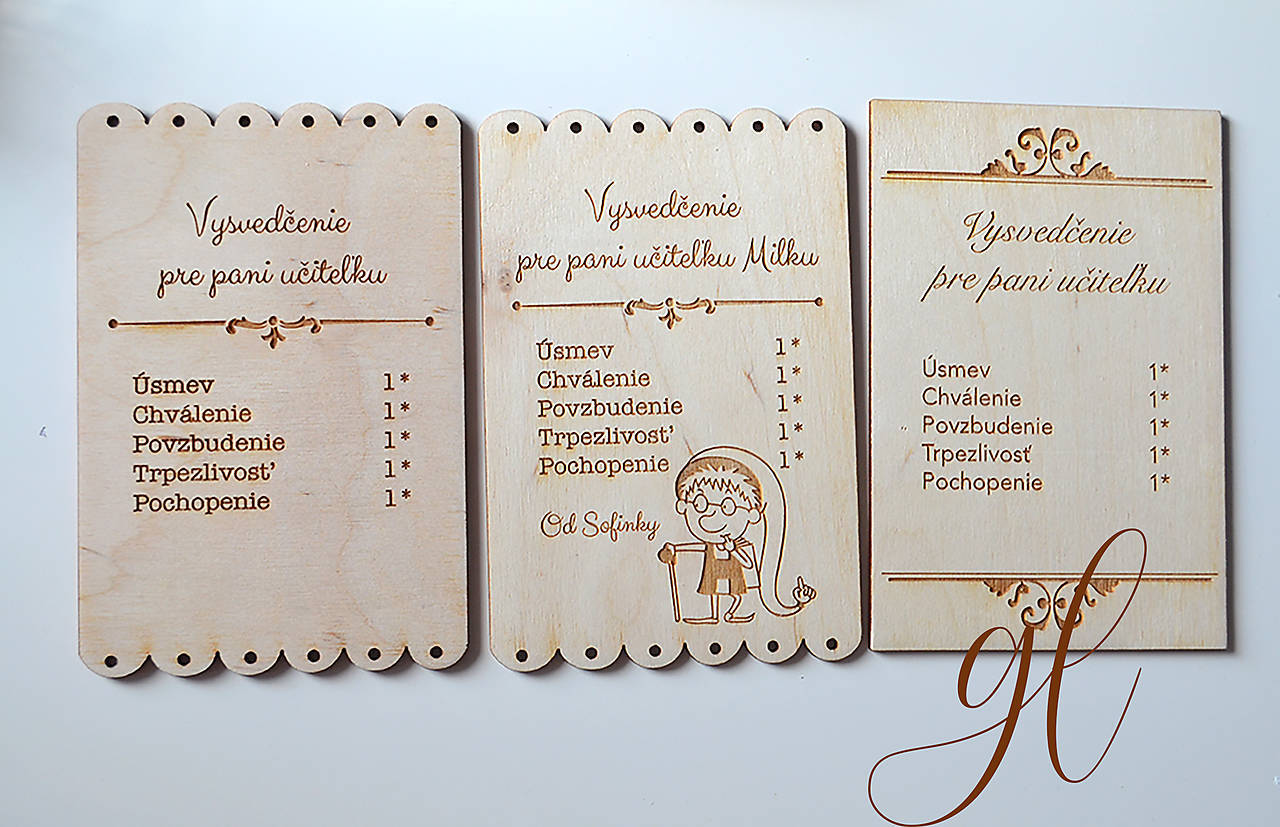 Vysvedčenie pre pani učiteľku (postavička / možnosť aj sovičky - uveďte do poznámky A4)