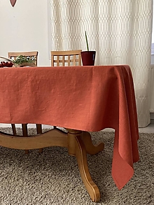 Úžitkový textil - Ľanový Obrus na stôl /terakota/ - 16588999_
