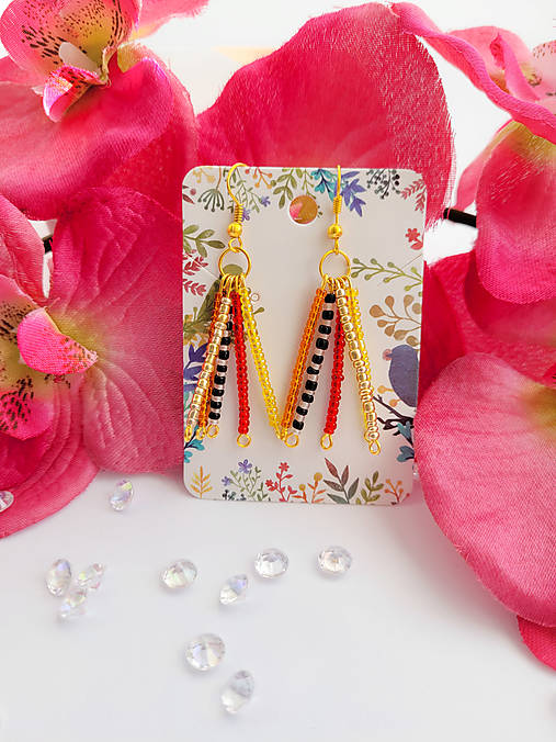 Náušnice - Visiace náušnice Joy (Medená) - 16587279_