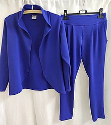 Saká - Dámský kalhotový kostým modrý L/XL - 16588887_