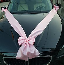 Svadobné pierka - výzdoba na auto saténová ružová - 16591009_
