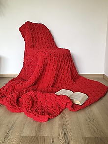 Úžitkový textil - Deka z Alize Puffy 180x150cm červená - 16589455_