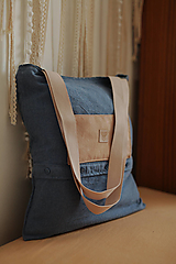  - UPCY tašky z košele + srunchie (Modrá) - 16591080_