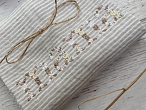 Úžitkový textil - Deň matiek - Ľanové utierky pre ,,mamičku" SKLADOM !!! (bielo -béžový pásik 79 x 35 cm) - 16589609_