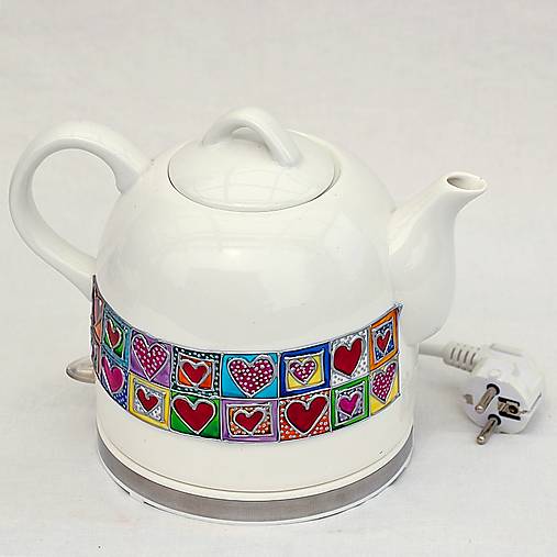 Nádoby - Varná konvice porcelánová malovaná (Pestrofarebná) - 16590944_