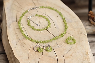 Sady šperkov - 4-dielna perlová súprava šperkov - olivín - 16589733_