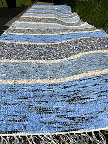 Úžitkový textil - Koberec chlpatý modrosivý 75x245cm - 16590287_