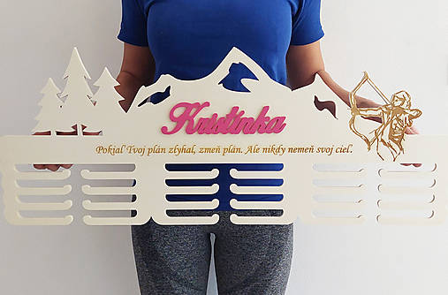 80cm trendy vešiak na medaile s laserovaním a menom LUKOSTREĽBA