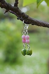 Náušnice - Náušnice ružovo - zelené - 16593295_