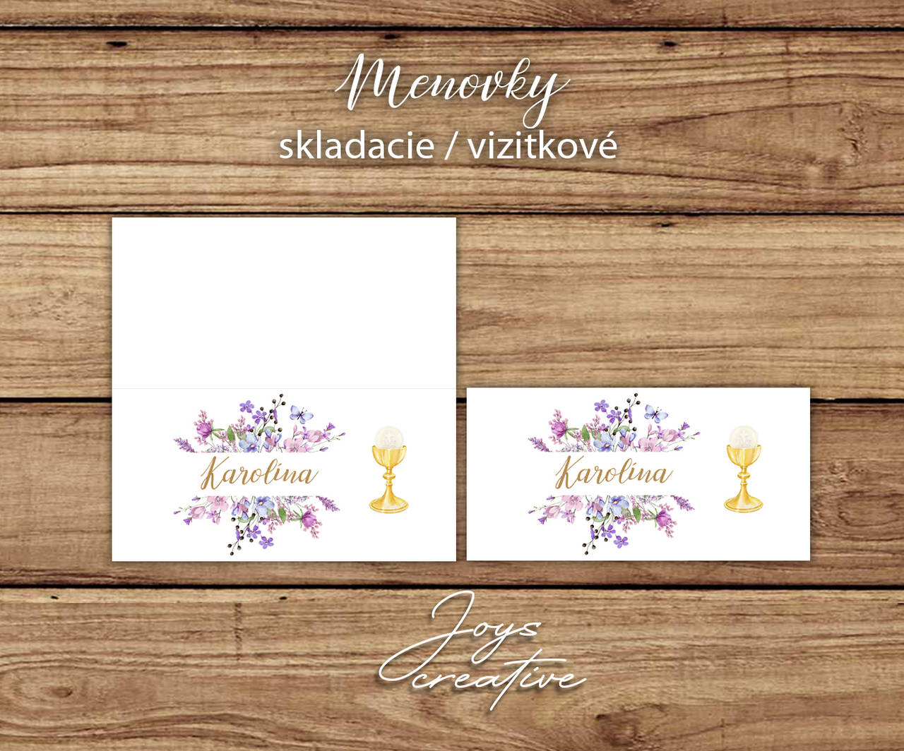 Menovky  na 1.sväté prijímanie s kalichom a kvetinami