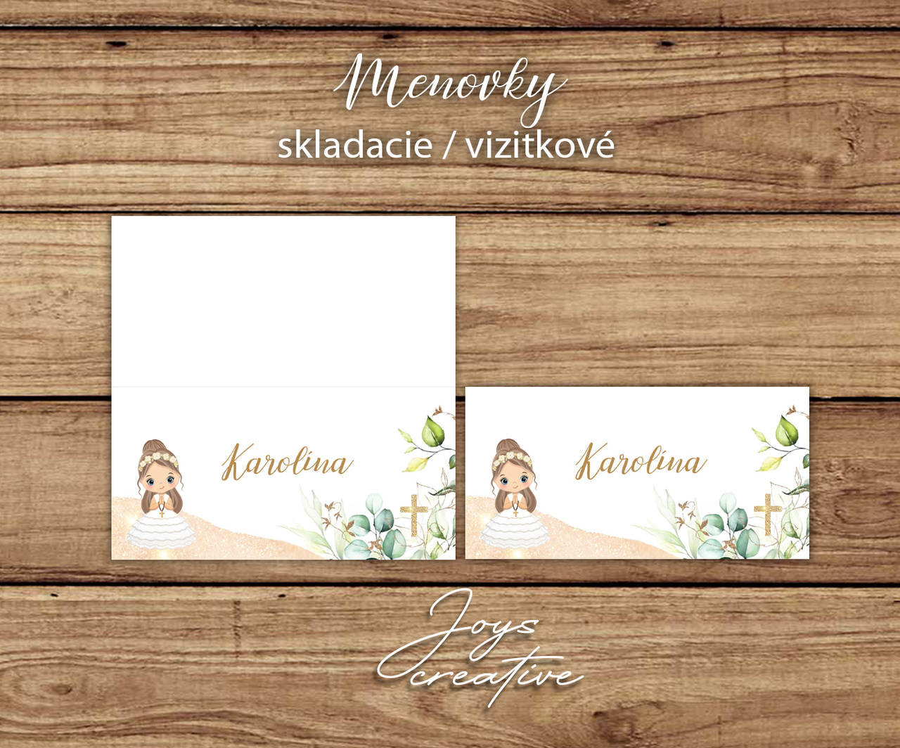 Menovky  na 1.sväté prijímanie s hnedovlasým dievčatkom B01