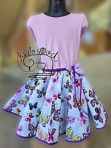 Sukne - Kruhová suknička 35cm fialové motýle - 16592411_