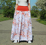 Sukne - Dlhá viskózová sukňa bielo-oranžovo-modrá - 16591360_