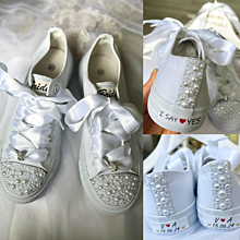 Ponožky, pančuchy, obuv - svadobné tenisky personalizované - 16591634_