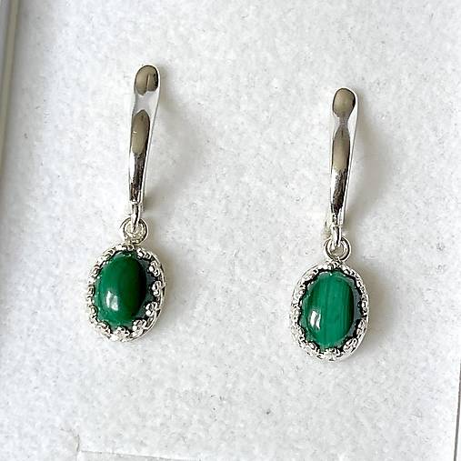 ZĽAVA 10% Vintage Filigree Natural Malachite Earrings / Vintage náušnice s malachitom E028