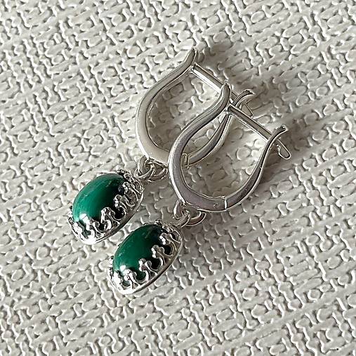 ZĽAVA 10% Vintage Filigree Natural Malachite Earrings / Vintage náušnice s malachitom E028