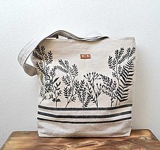 Veľké tašky - Ľanová taška - Rastliny - 16593554_