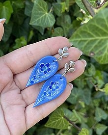 Náušnice - *Blue floral bowl drops* - 16593518_