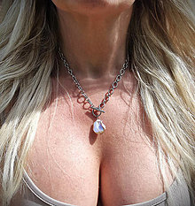Náhrdelníky - Náhrdelník*baroková perla*americké uzavretie*oceľ - 16594059_