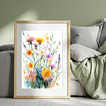 Obrazy - Art print Akvarelové lúčne kvety A4 - 16593621_