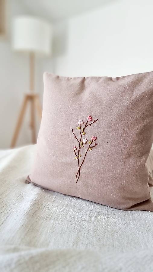 Úžitkový textil - Jemná vetvička s kvetinkami - Poťah na vankúš (Jemné vetvičky, rozmer 30 × 55 cm) - 16595871_