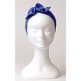 Ozdoby do vlasov - Retro čelenka - biela bodečka na modrej - 16595515_