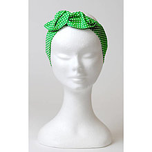 Ozdoby do vlasov - Retro čelenka - biele bodky na zelenej - 16595517_