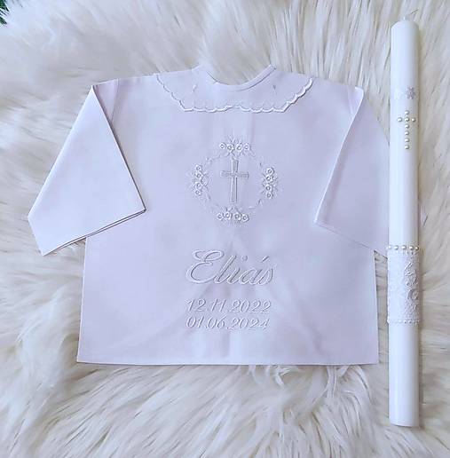 Detské oblečenie - súprava na krst-košieľka a sviečka - 16596428_