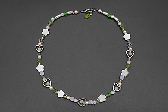 Náhrdelníky - Korálkový náhrdelník s ruženínom - 16596114_